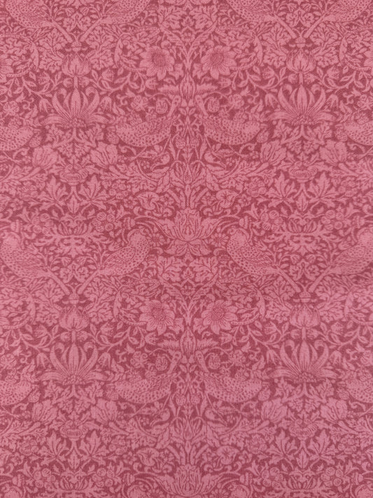 William Morris bomulds stof / Tonal Strawberry thief Støvet rød-pink