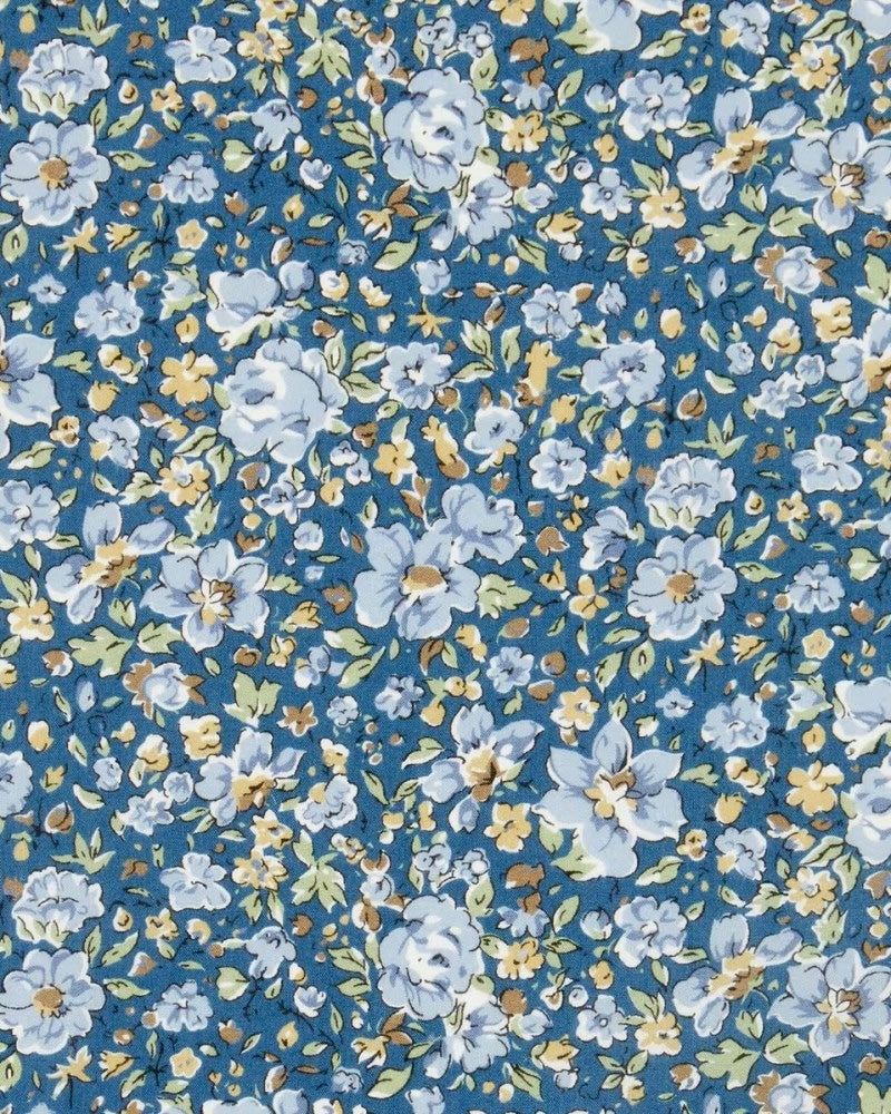 blomster bomuldsstof i blå farver