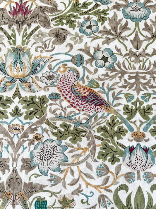 William Morris bomulds stof / Strawberry thief Big Old gold