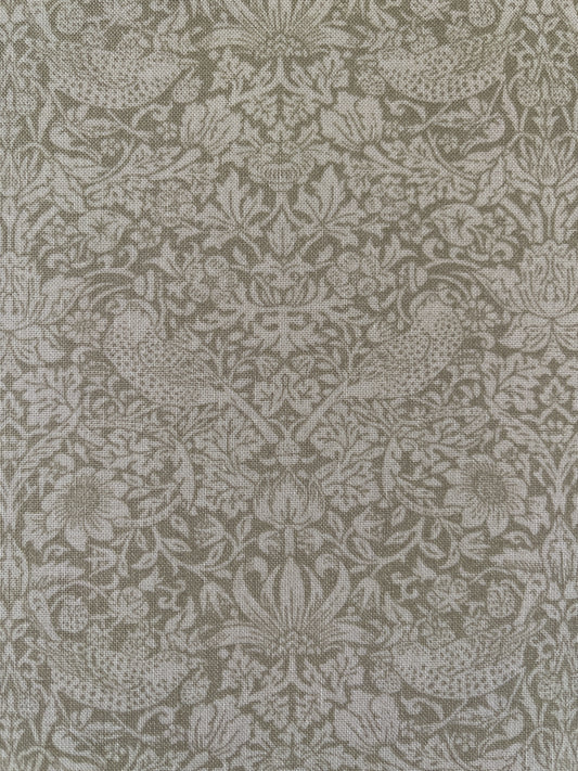 William Morris bomulds stof / Tonal Strawberry thief Oliven