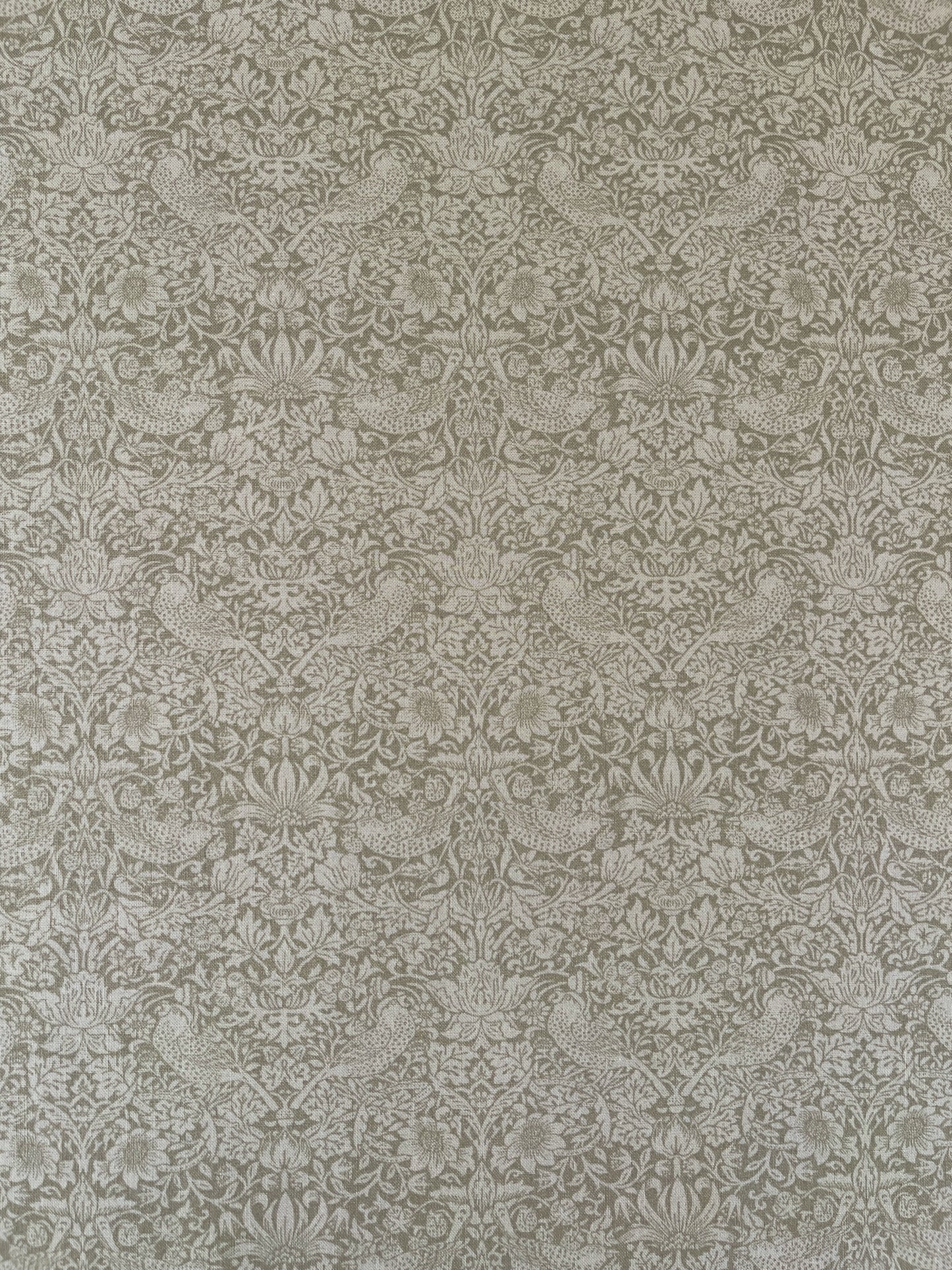 William Morris bomulds stof / Tonal Strawberry thief Oliven