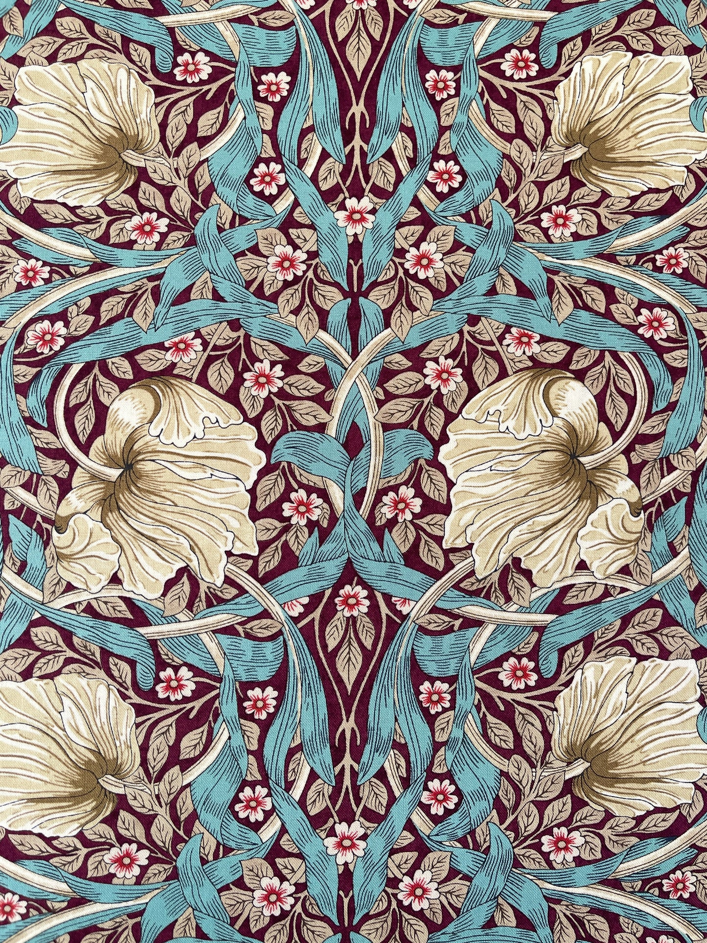 William Morris bomulds stof / Small Pimpernel Tealberry
