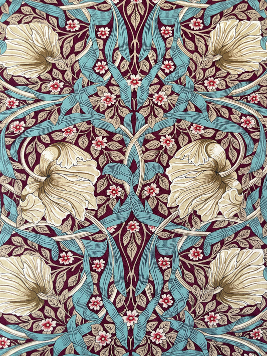 William Morris bomulds stof / Small Pimpernel Tealberry
